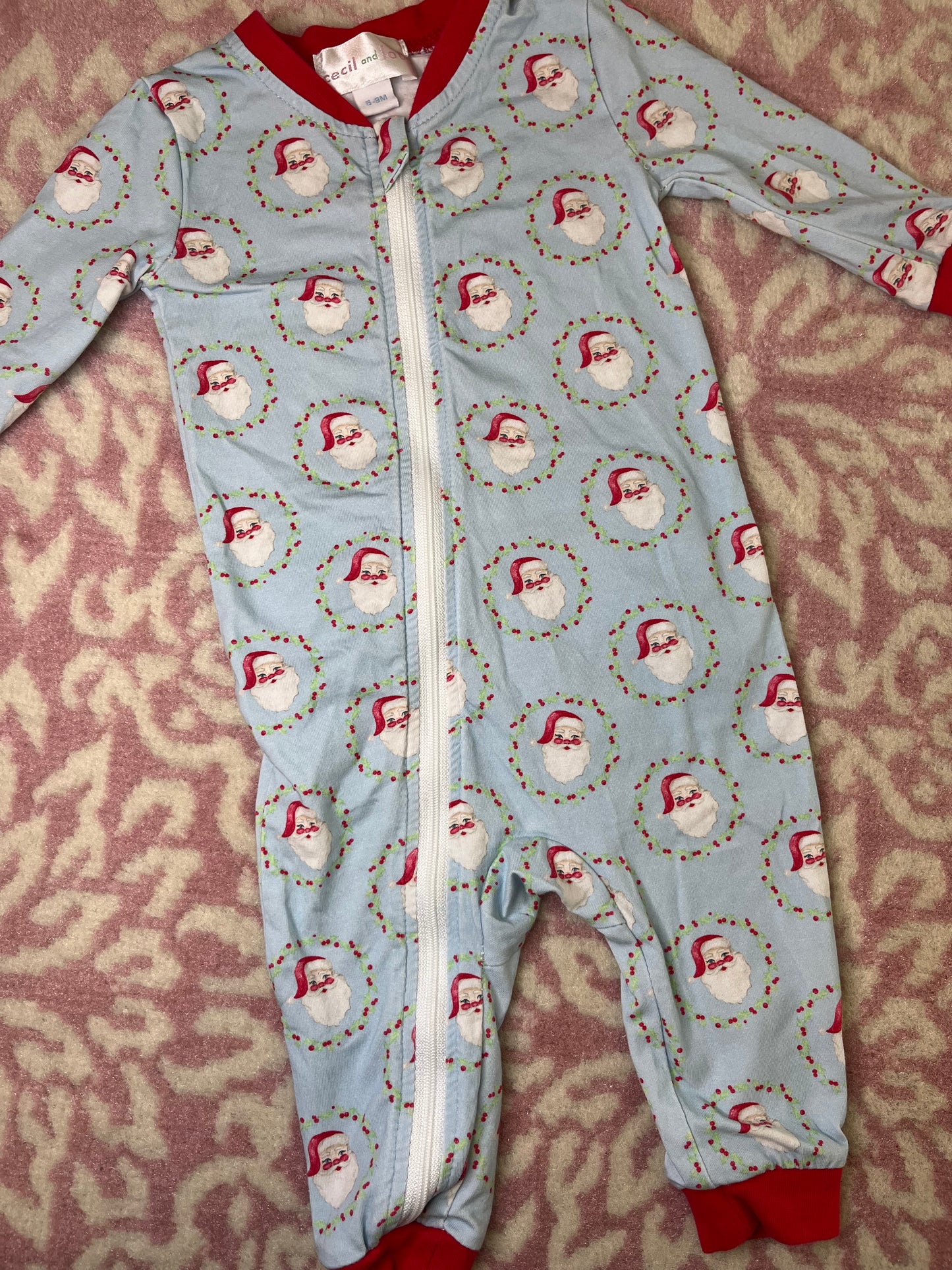 Sz 6-9M Cecil and Lou Santa Zip up Pajama