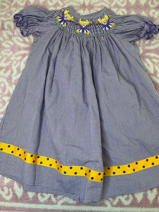 Sz 24M LSU Cheerleader Smocked Dress