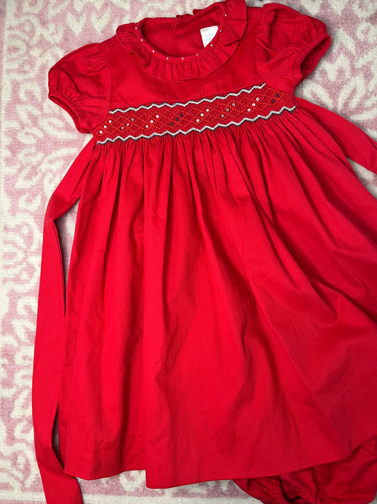 Sz 24M Edgehill Collection  Red Smocked Dress