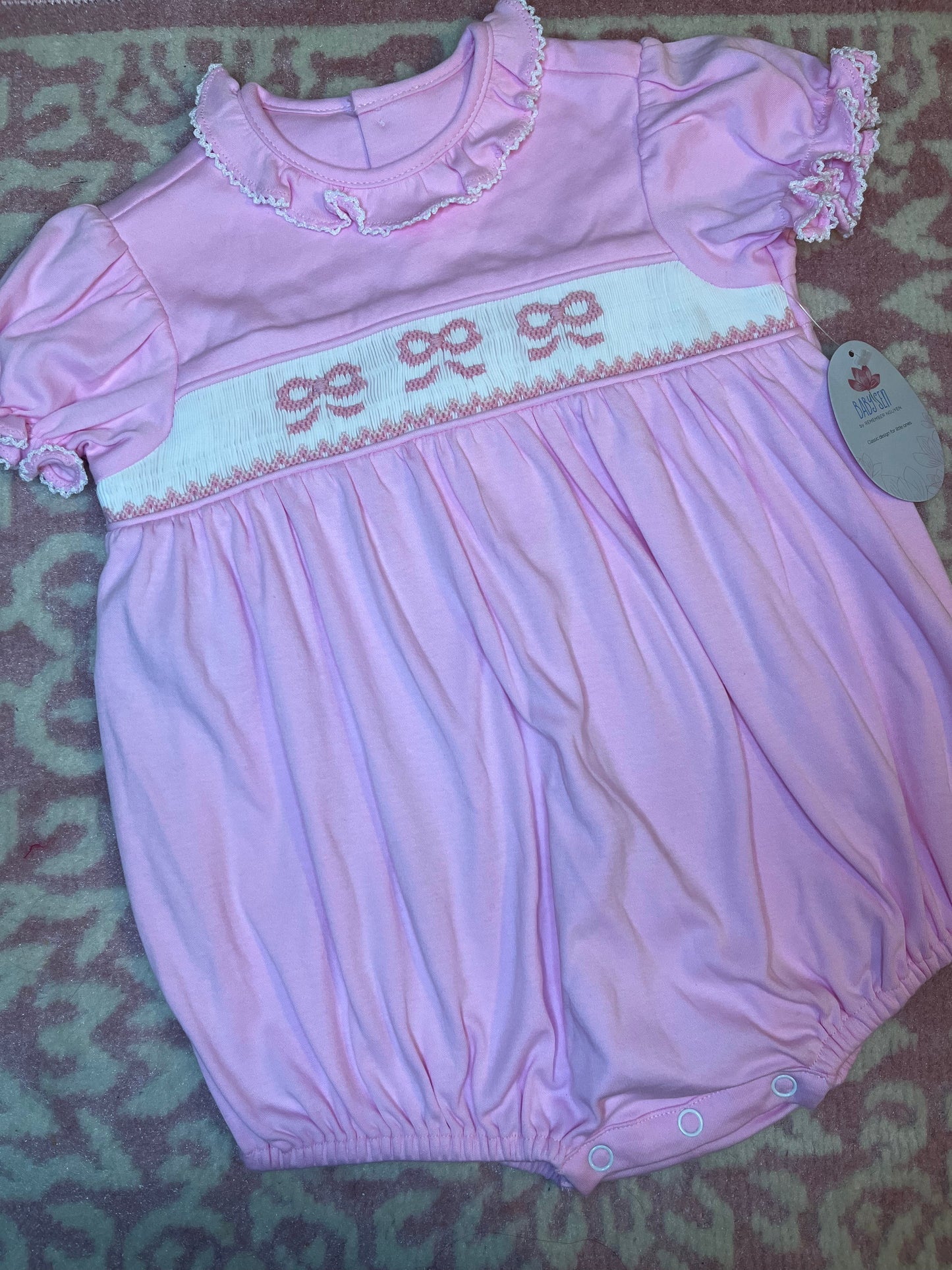 Sz 18M Baby Sen Bryn Girl Bubble in Pink Bows