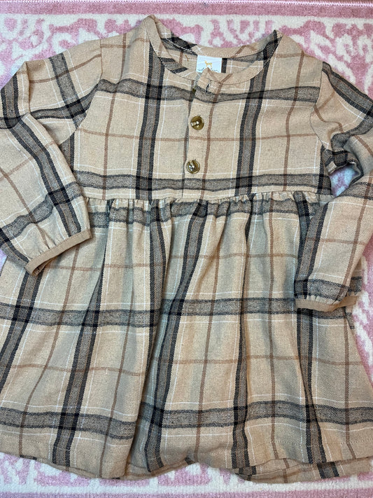 Sz 4T Velvet Fawn Plaid Dress