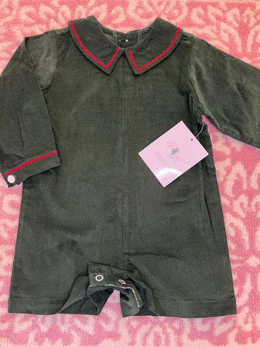 Sz 18M Remember Nguyen Williams Romper in Christmas Green Cord