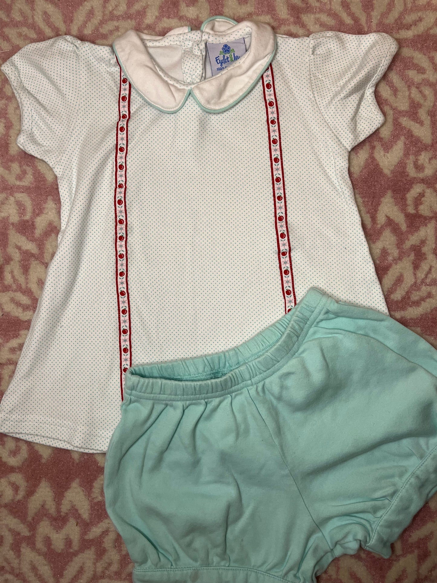 Sz 5 Eyelet & Ivy Back to School Pima Cotton Ribbon Short Set