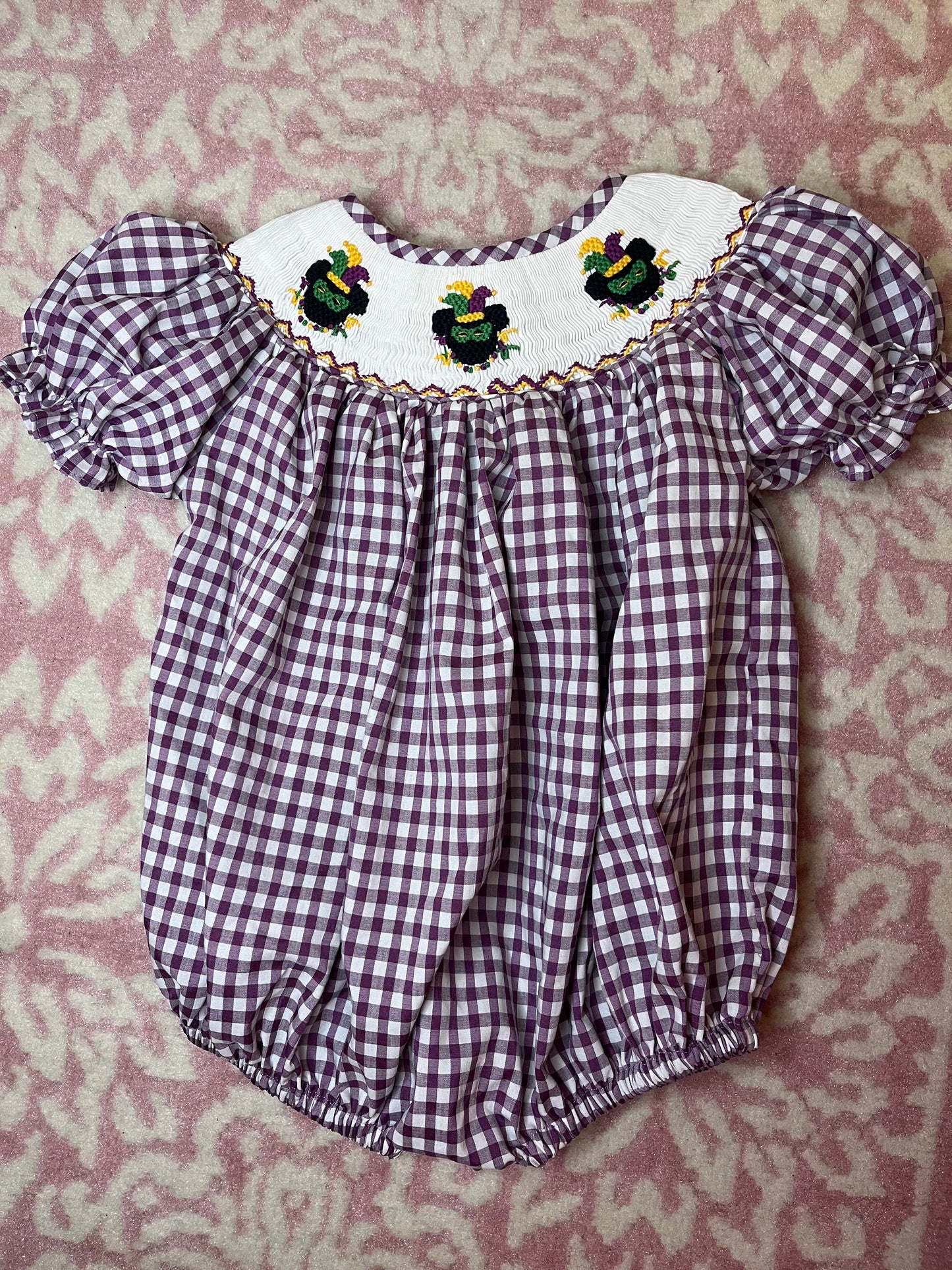 Sz 18M Nola Smocked Disney Mardi Gras Bubble