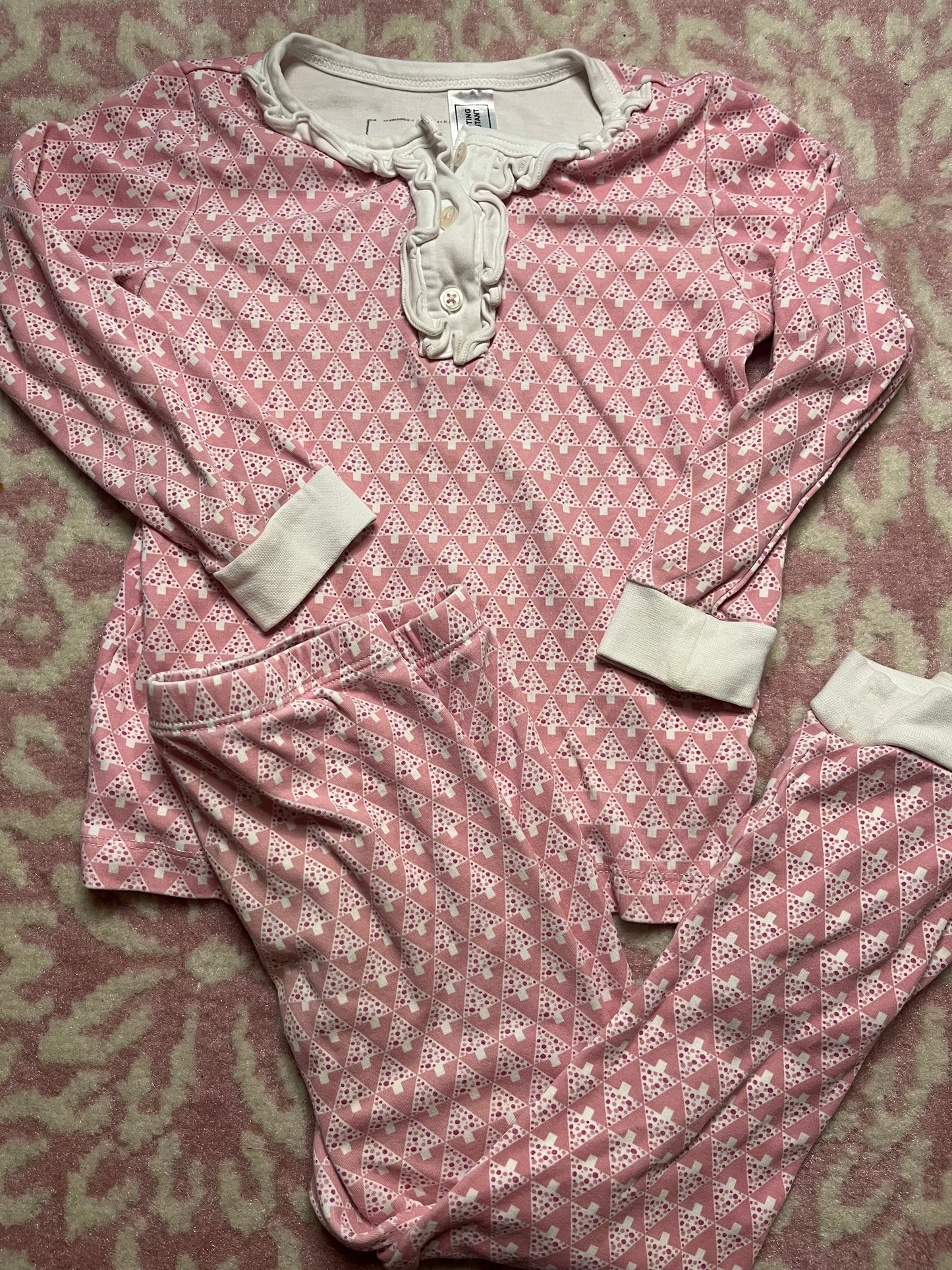 Sz 3 Lilah Hayes Pink Christmas Tree Jammie Set