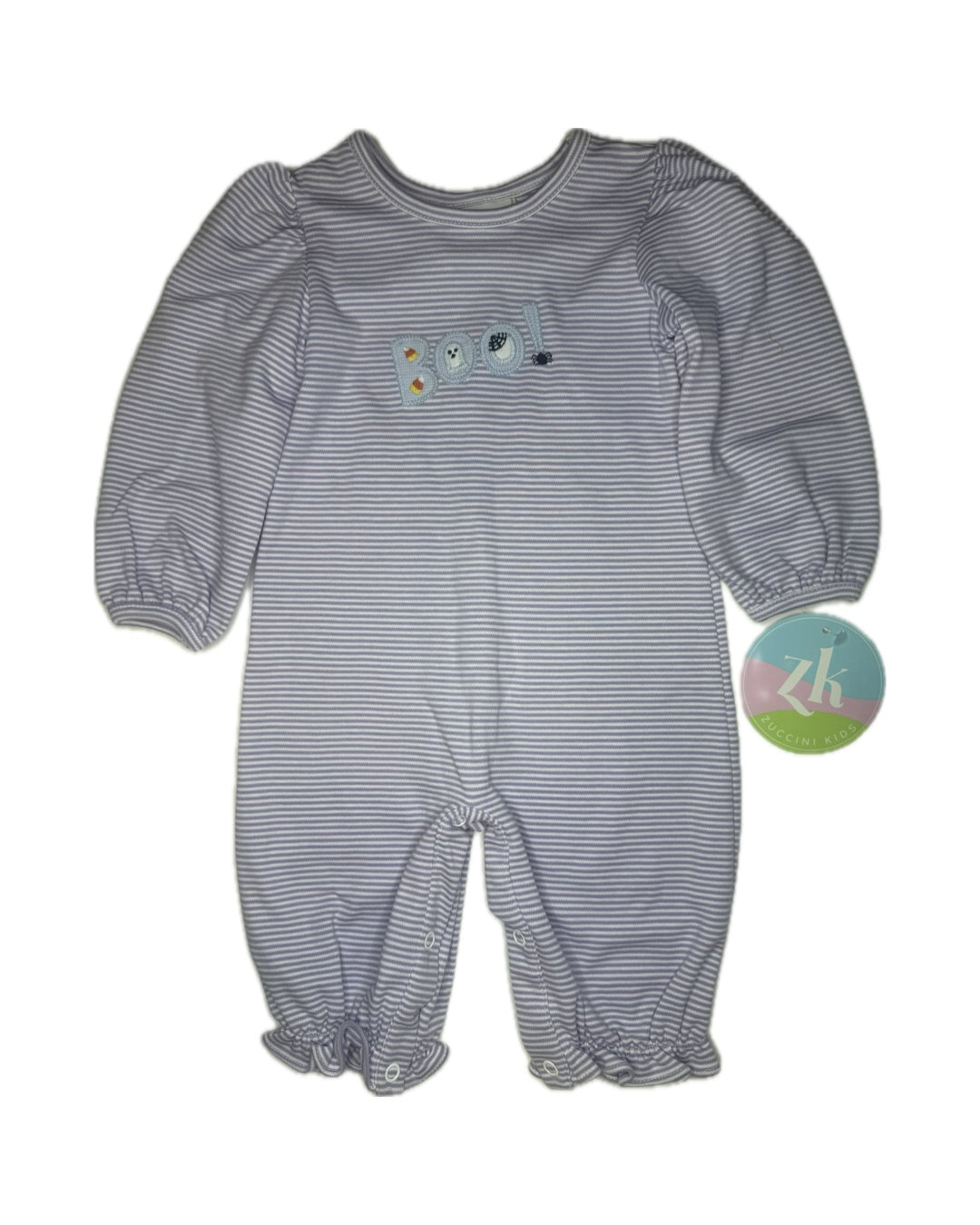 Girl 3M Zuccini Boo! Pam’s Long Romper in Lavender Stripe