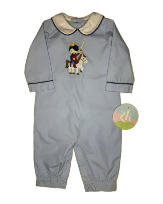 Boy 6M Oliver Prince Light Blue Long Romper