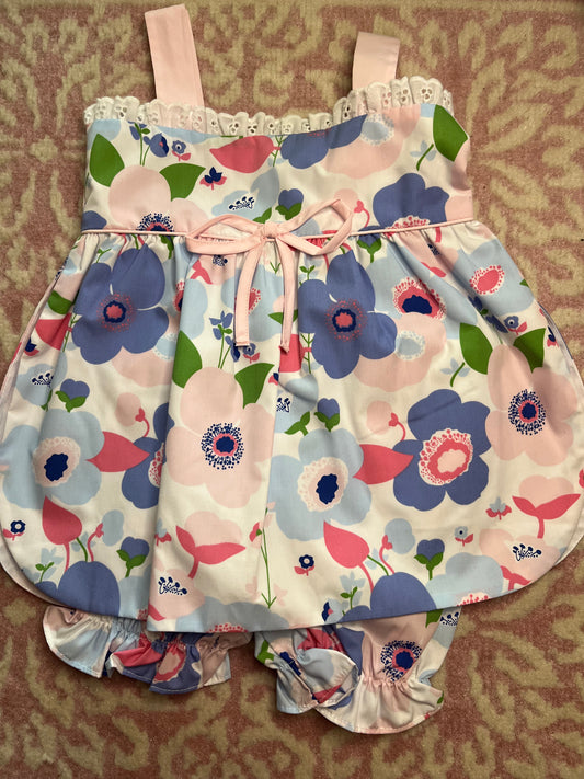 Sz 18-24M TBBC Sarah Tate Tie Bloomer Set in  Palm Springs Peony