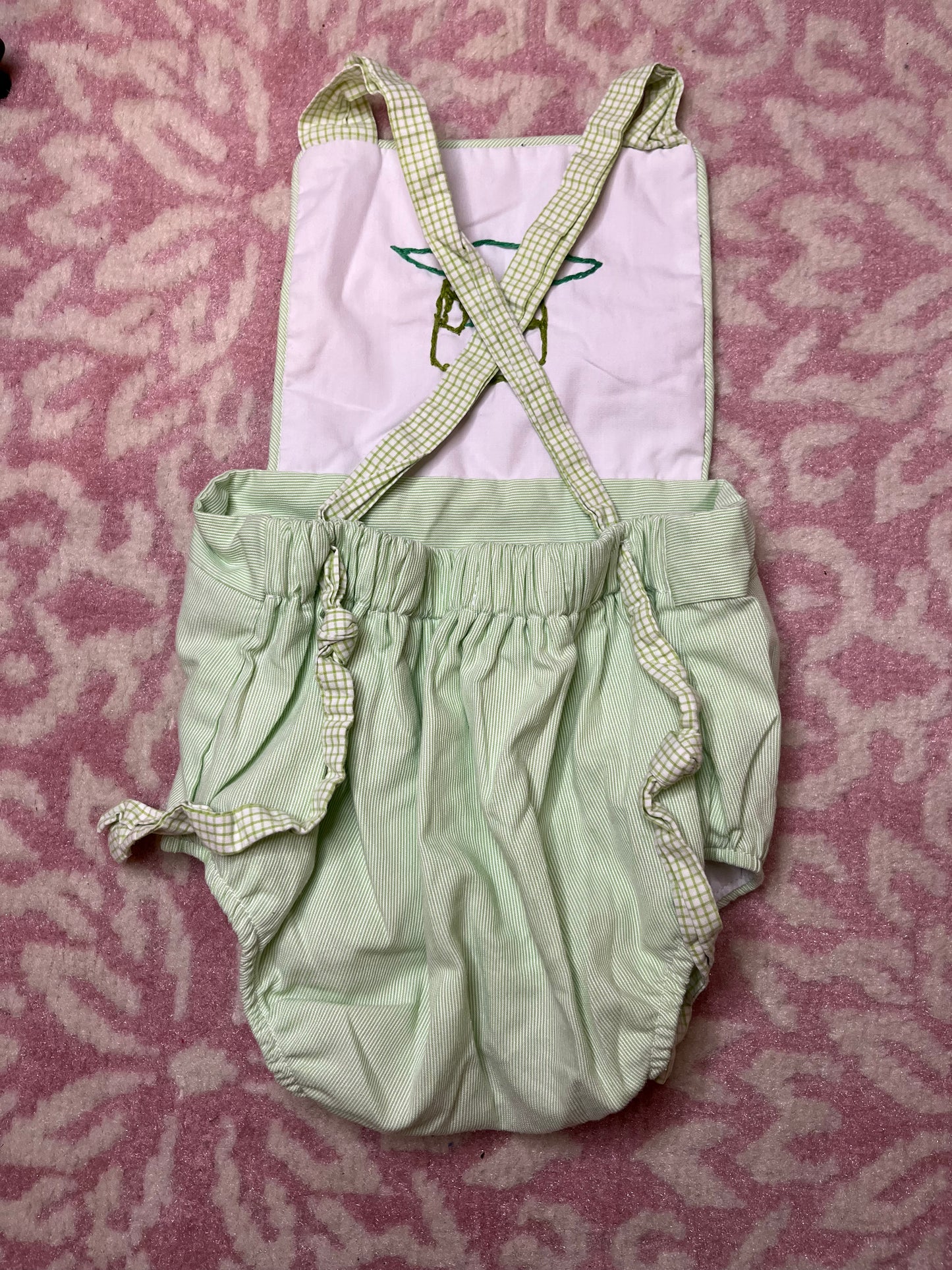 Sz 12-18M TBBC Sayre’s Sunsuit with Baby Yoda Embroidery