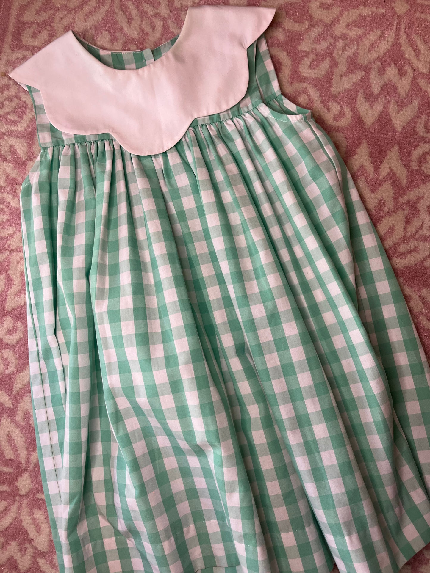 Sz 4T Banana Split Green Gingham Yolk-Collared Dress