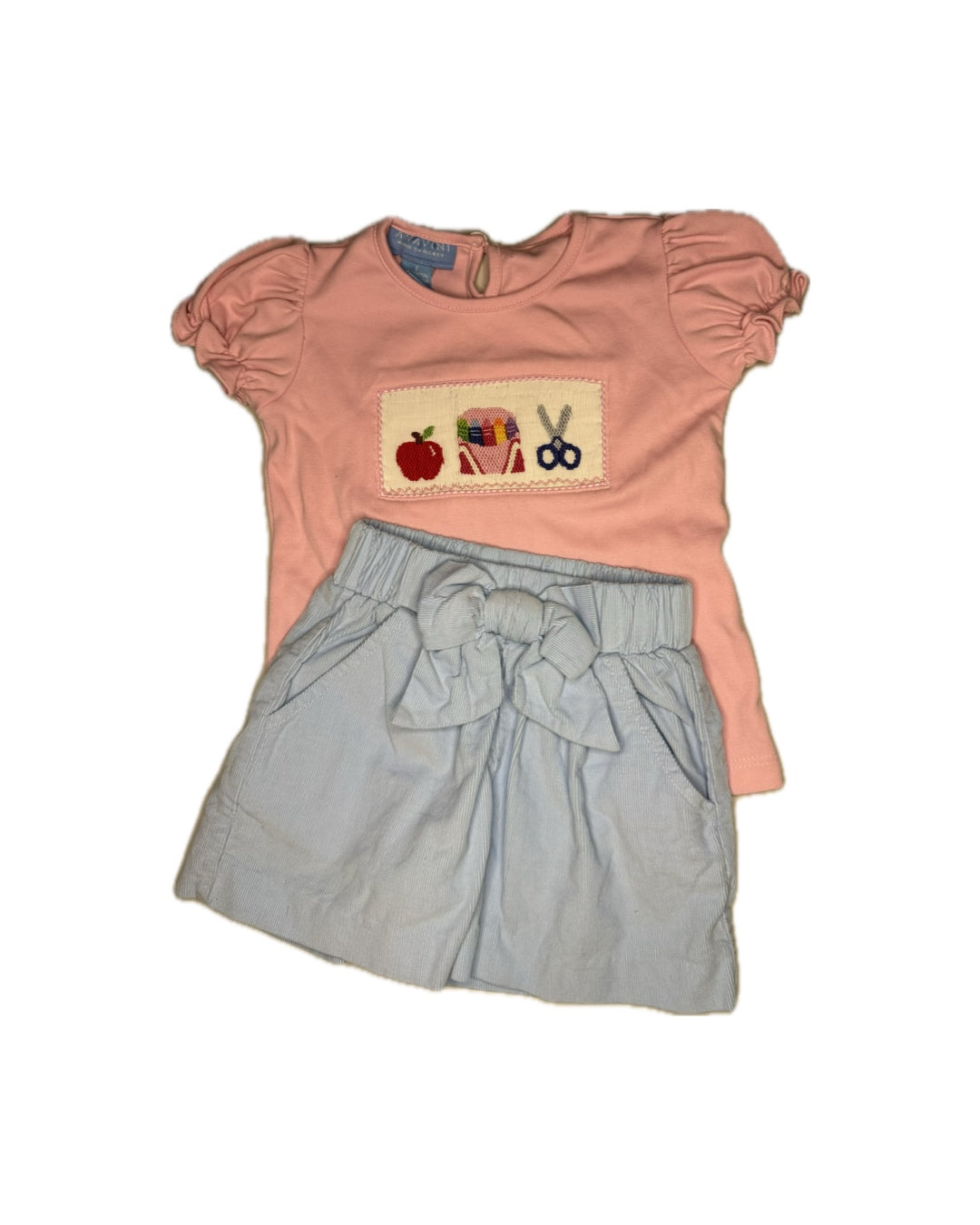 2T Anavani + Little English BTS Smocked Tee Bow Cord Short Set
