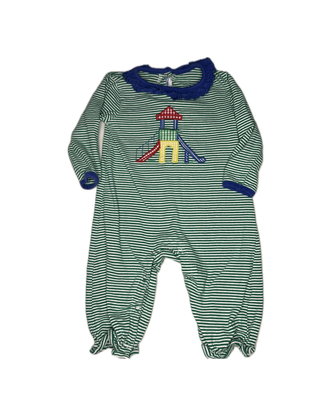 9M Trotter Street Slide Appliqué Long Romper