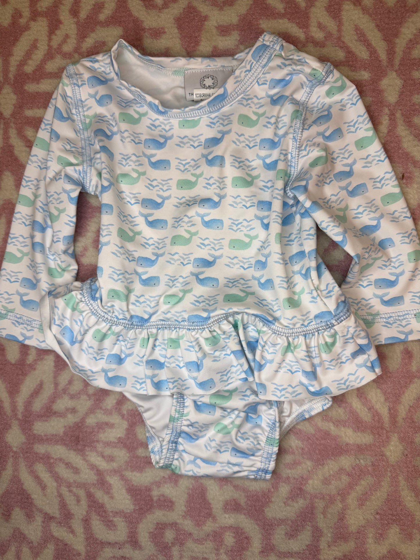 12M The Proper Peony Whale Rashguard Two Piece Swimsuit