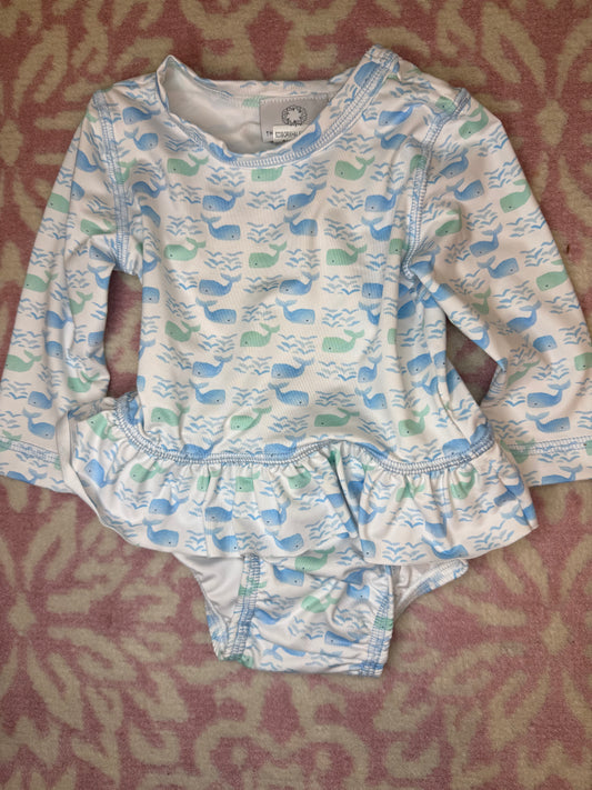 12M The Proper Peony Whale Rashguard Two Piece Swimsuit