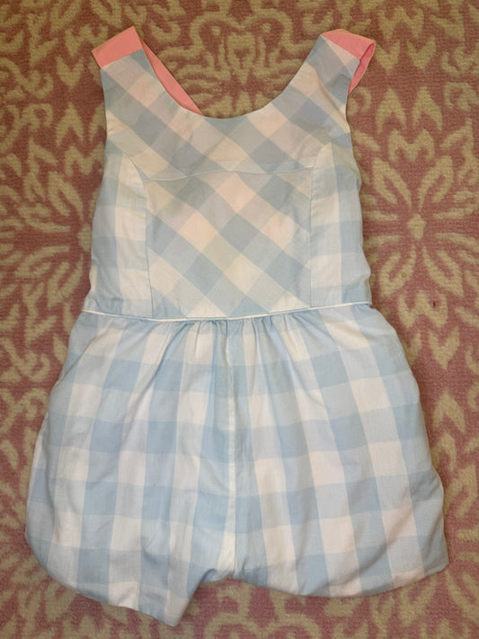 Sz 6 TBBC Reagan Romper in Buckhead Blue Chattanooga Check with Sandpearl Pink