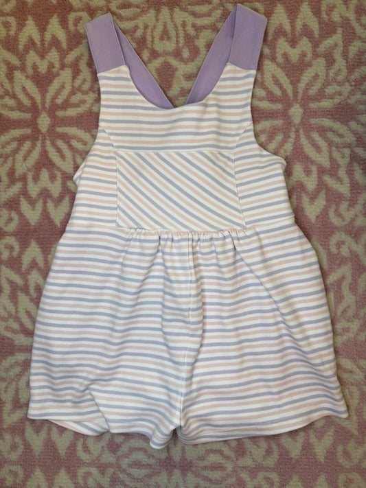 Sz 6 TBBC Reagan Romper Pima Lavender PB Pink Stripe