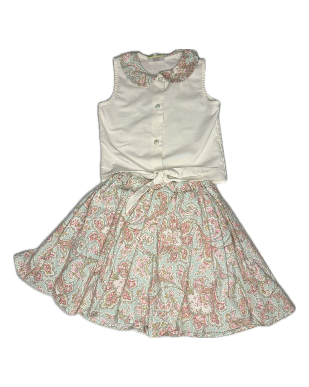 5 Le Za Me Floral Peter Pan Collar Button Down Skirt Set