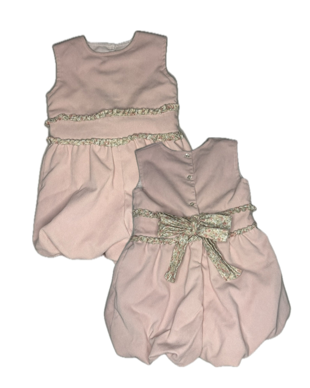 2T Sal & Pimenta Rose Cord Floral Ruffle Bubble