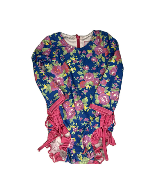 2T Sweet Honey Navy Floral Rash Guard Swimsuit