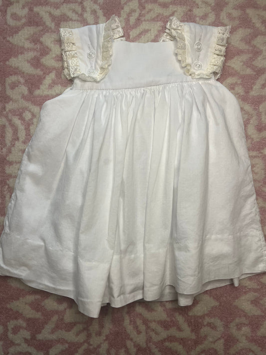 Sz 6M Lullaby Set White with Lace Trim Heirloom Dress