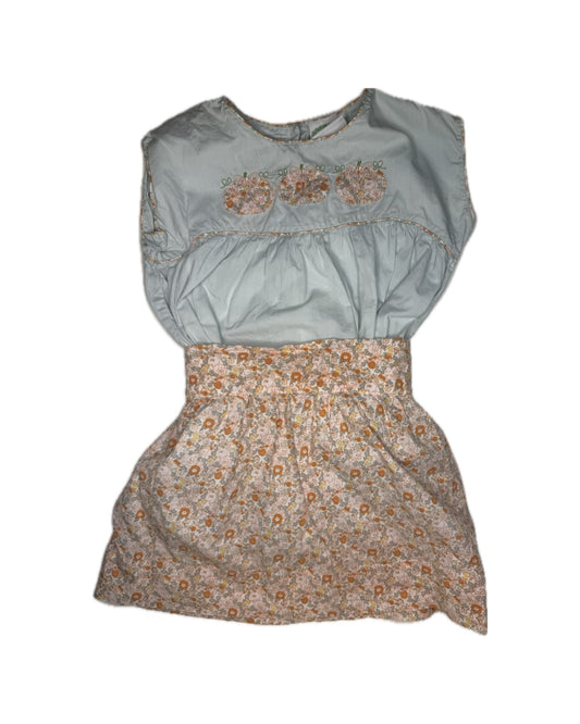 Girl 4T Grace & James Floral Bow Pumpkin Skirt Set