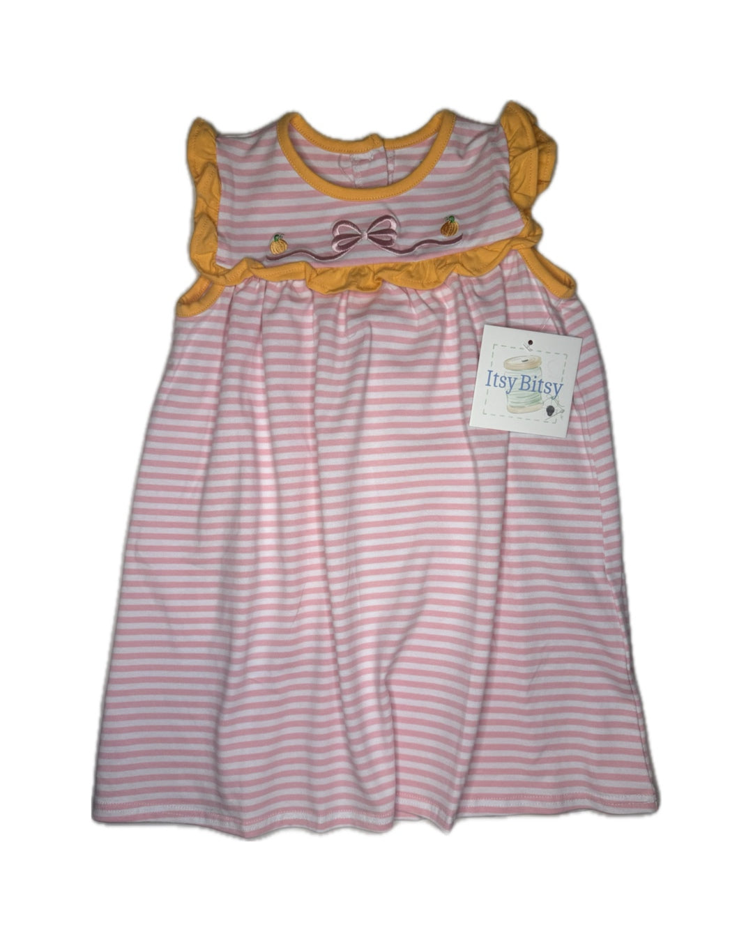 Girl Itsy Bitsy Pumpkin Bow Knit Dress