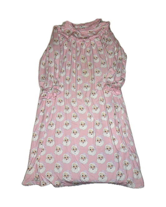 Girl 10 Little Louanne Pink Santa Long Night Gown