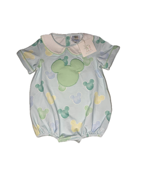 18M Little Bluebird Smocks Mickey Appliqué Bubble