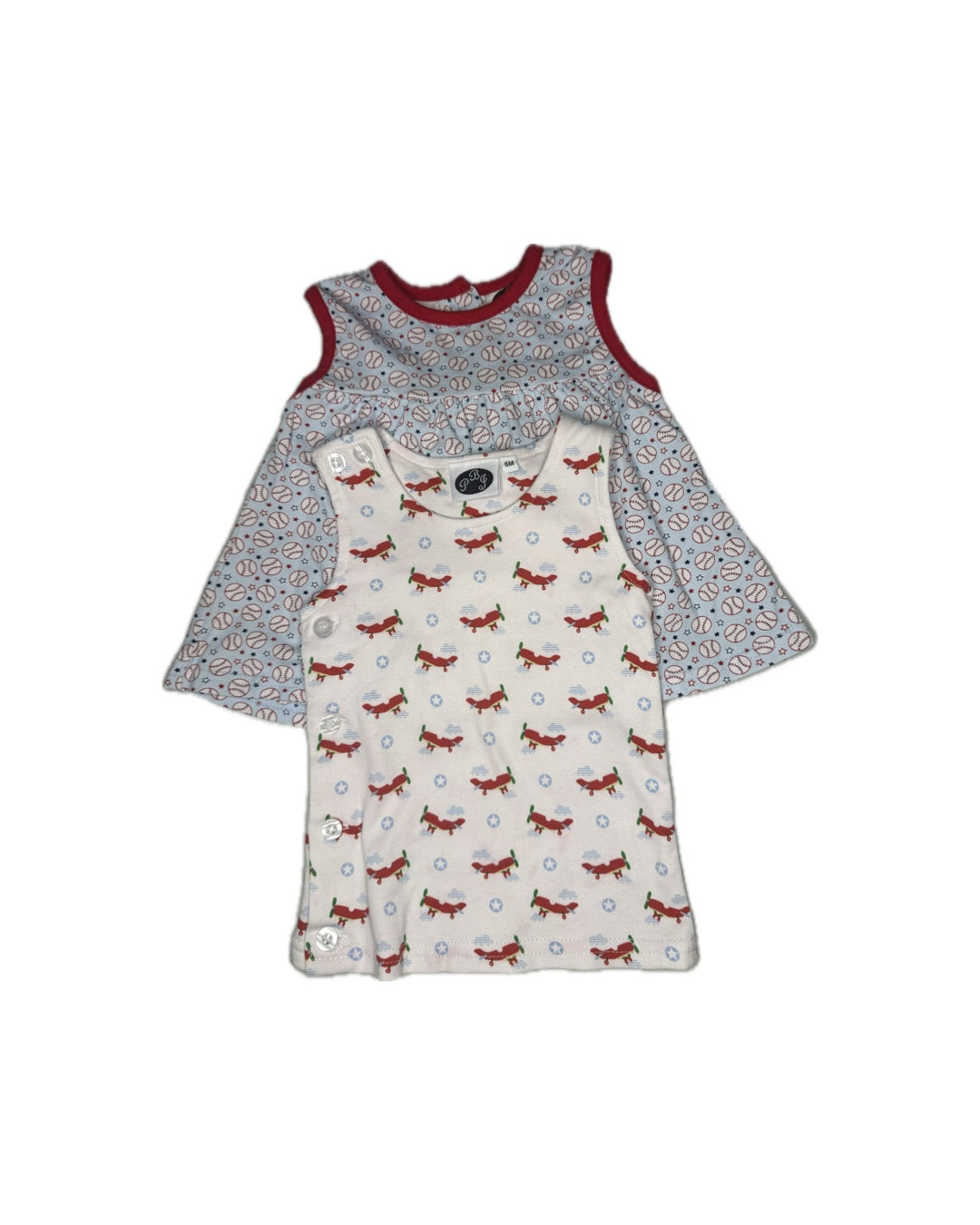 6M PBJ Baseball + Airplane Knit Top Bundle