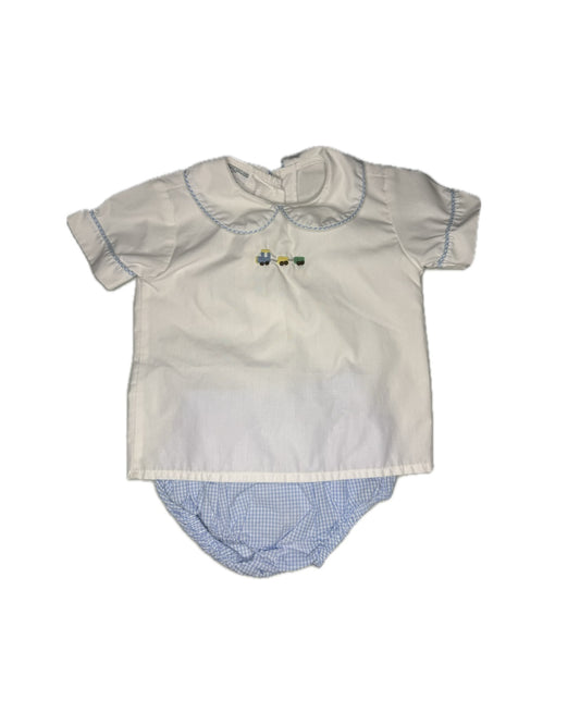 6M Benoit Matisse bullion embroidery Train Diaper Set