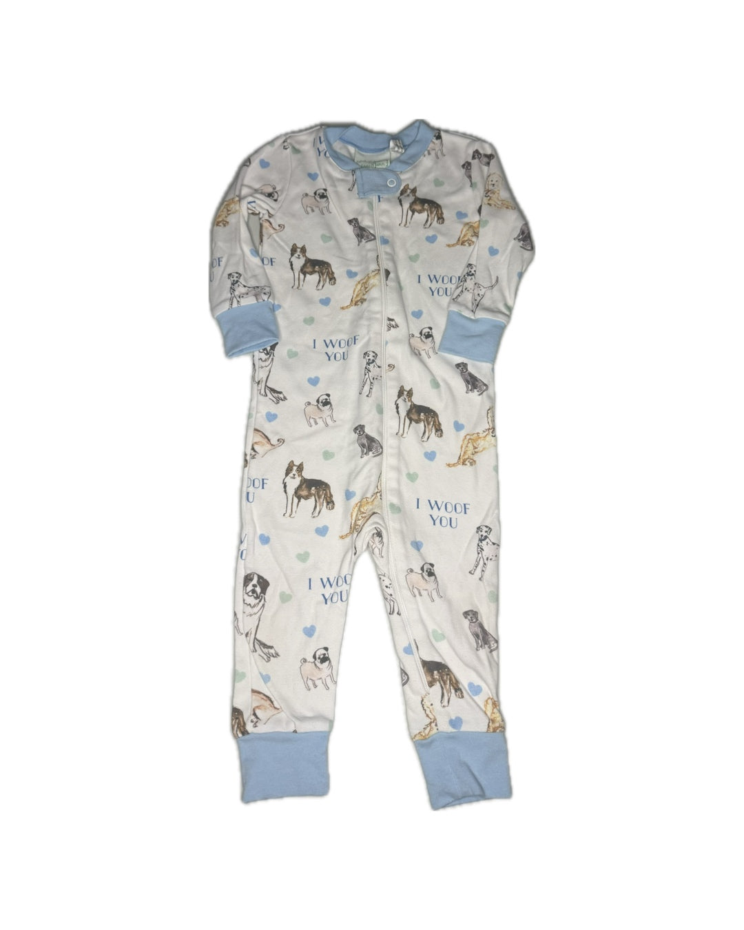 12M Grace & James “ I Woof You” Zip Up No Footie Pajamas