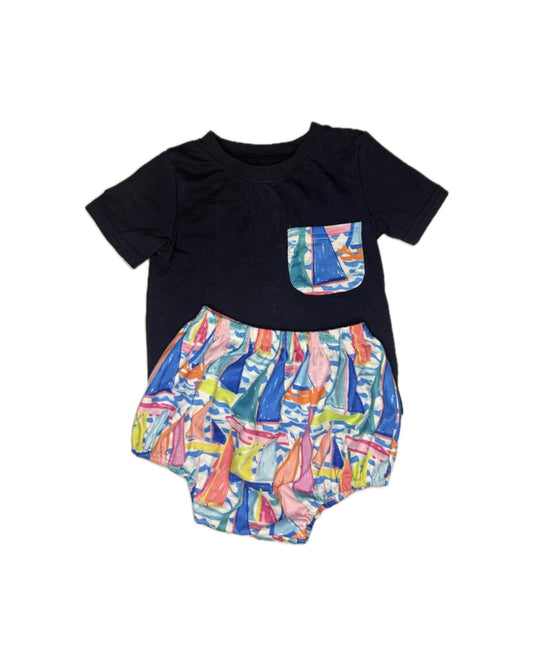 18/24M Watercolor Sailboat Diaper Set