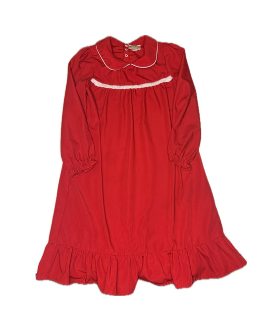 Girl 8 TBBC Goldie Locks Gown in Richmond Red with Worth Avenue White eyelet detail