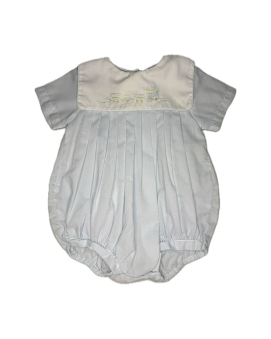6M Petit Ami Choo Choo Bib Baby Blue Bubble