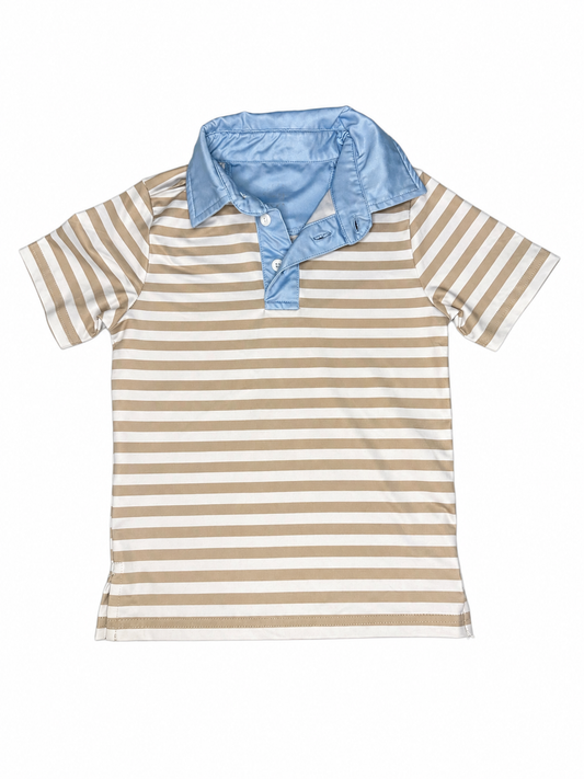 3/4 Courtside Kids Striped Athletic Polo