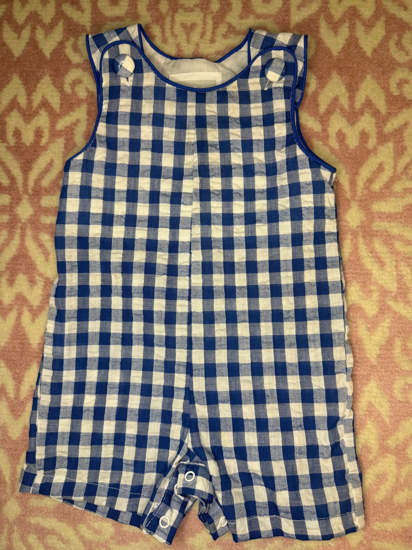 6/12M Little Cactus Royal Blue Gingham Jon Jon