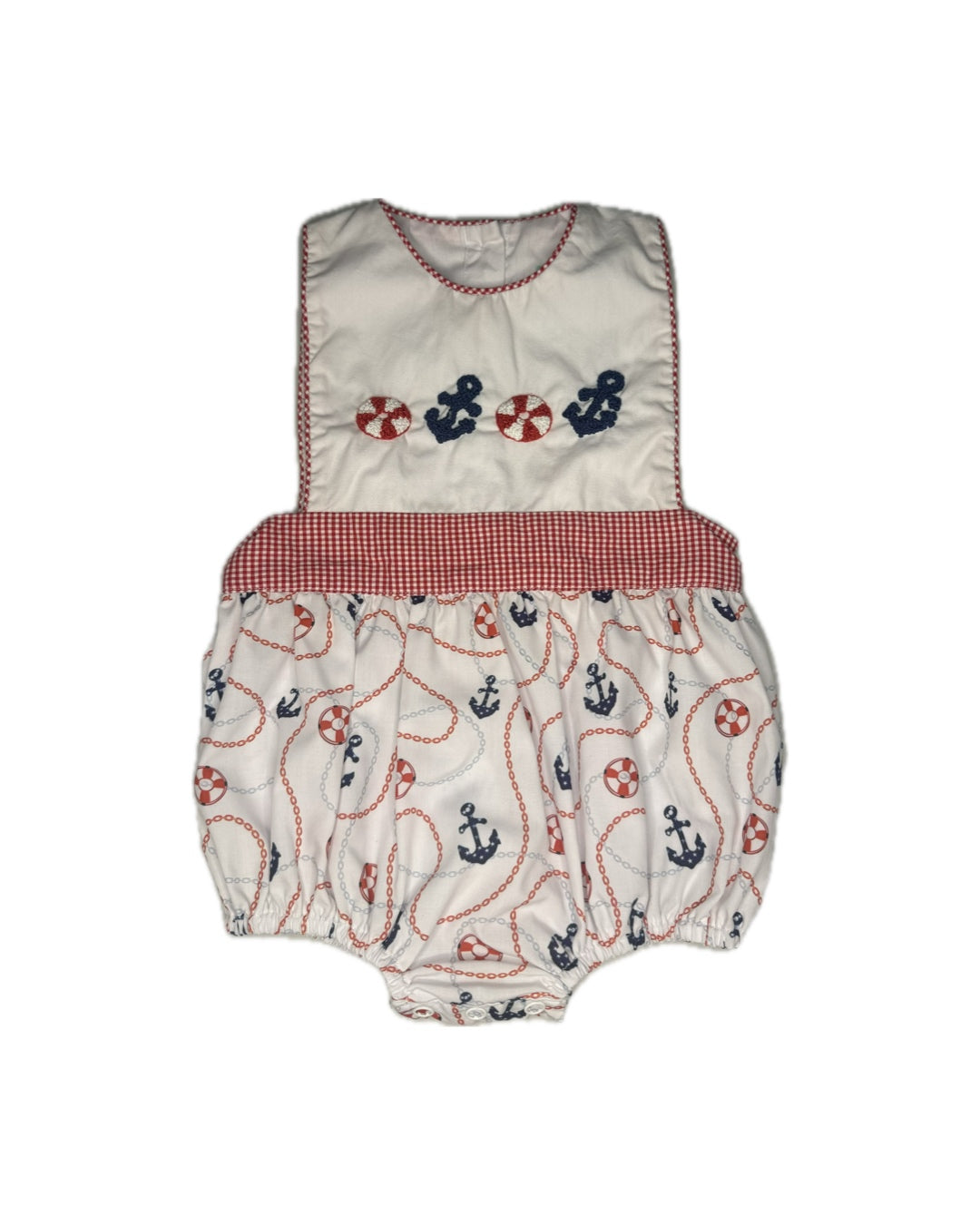 6M Smocked Flamingo Nautical French Knot Sunsuit