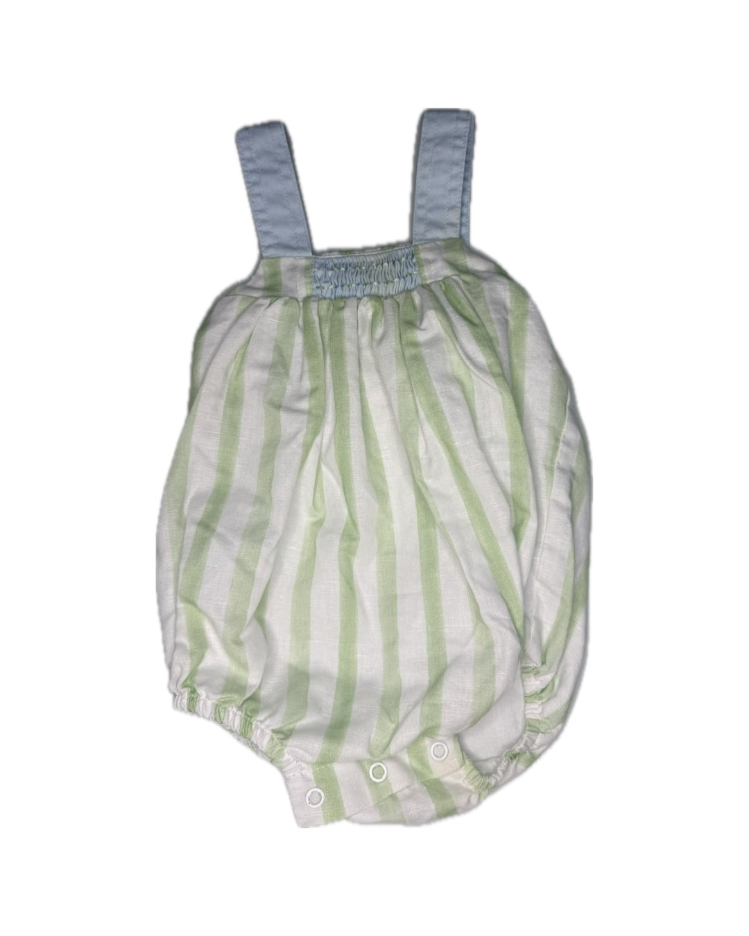6M Dondolo Smocked Striped Blue & Green Linen Bubble