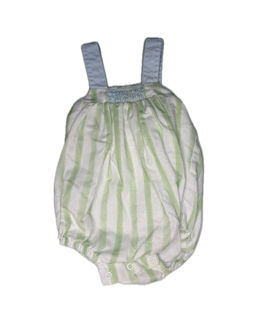 6M Dondolo Smocked Striped Blue & Green Linen Bubble