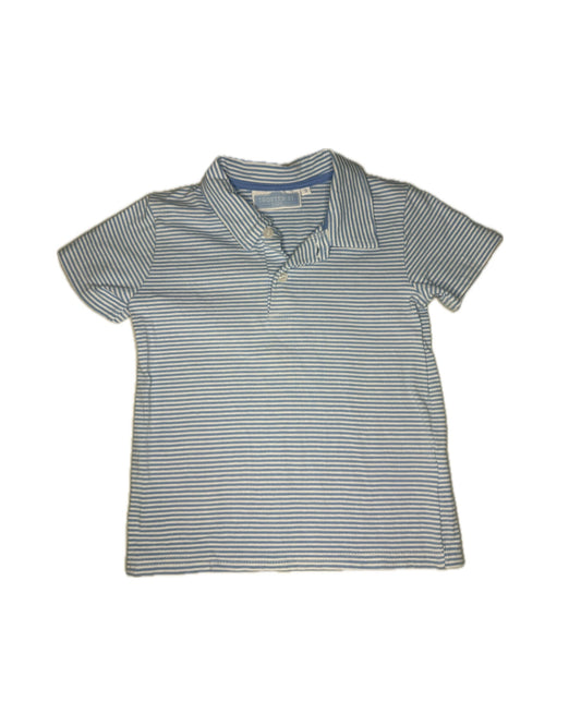 3 Trotter Street Blue & White Striped Polo