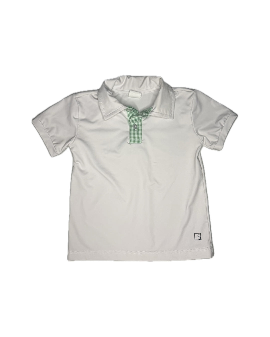 2T Lullaby Set White & Green Gingham Athletic Polo