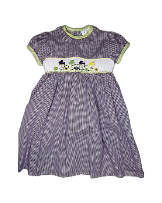 Girl 3T LuLu Bebe Mardi Gras Snowball Smocked Dress