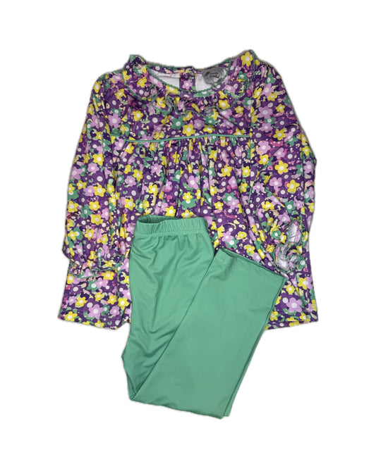 Girl 4T Seaux Smocked Mardi Gras Floral Pant Set