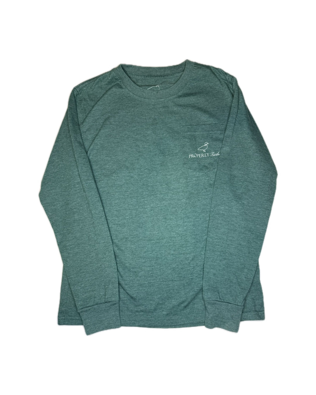 Boy 8 Properly Tied Green Duck LS Tee