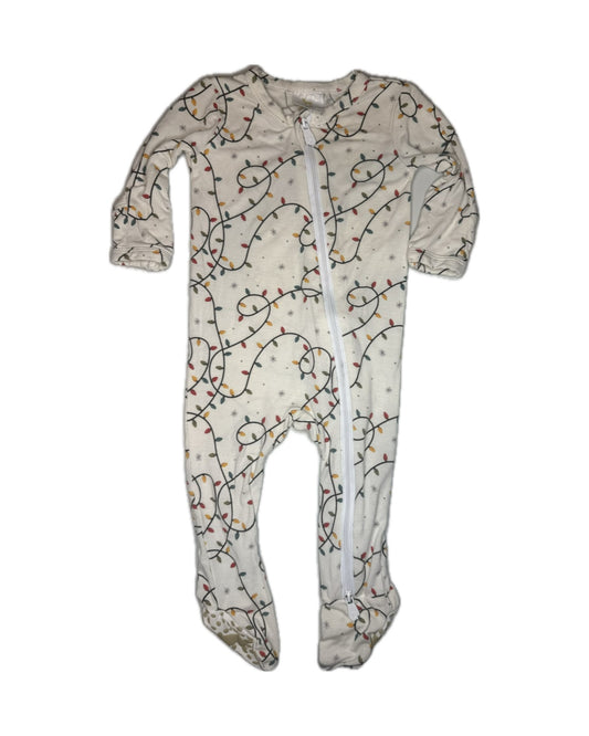 Unisex NB Velvet Fawn Christmas Lights Zip Up Jammie’s