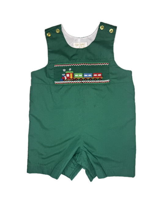 Boy 12M Sir John Christmas Choo Choo Smocked Green Jon Jon