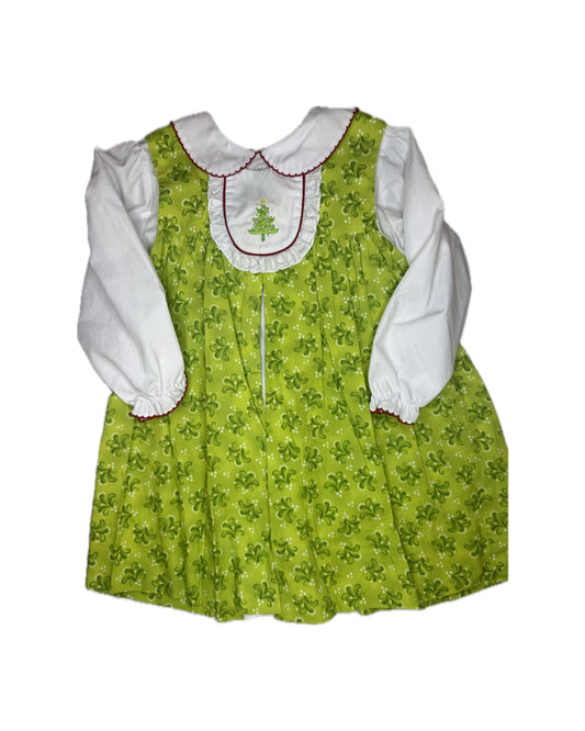 Girl 24M Petit Ami Christmas Tree Pearl LS Dress
