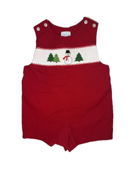 Boy 24M Beth Terrell Frosty Christmas Smocked Cord Jon Jon