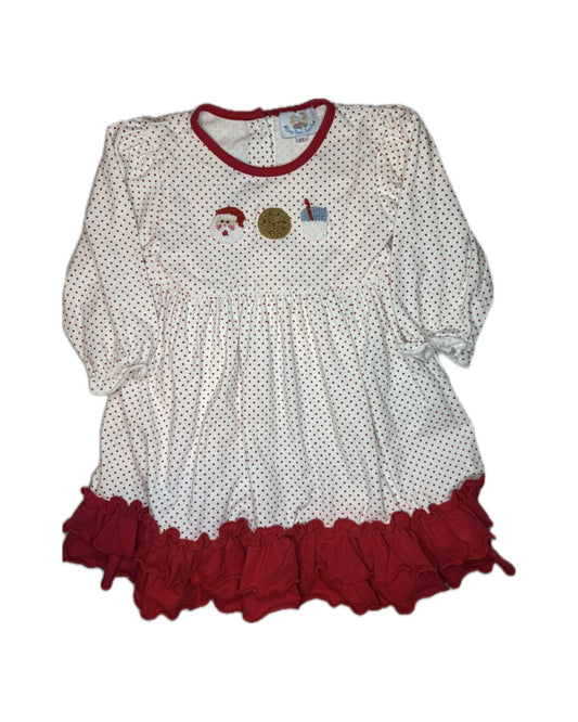 Girl 2T Busy Bee Smocks French Knot Santa’s Cookies LS Christmas Dress