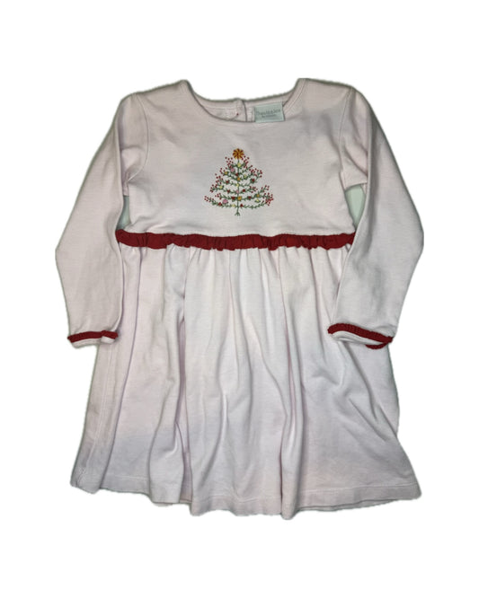 Girl 2T Squiggles Pink Christmas Tree LS Dress